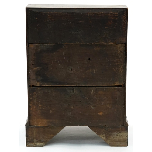 876 - George III oak child's bureau with fitted interior and brass handles, 87cm H x 62cm W x 44cm D