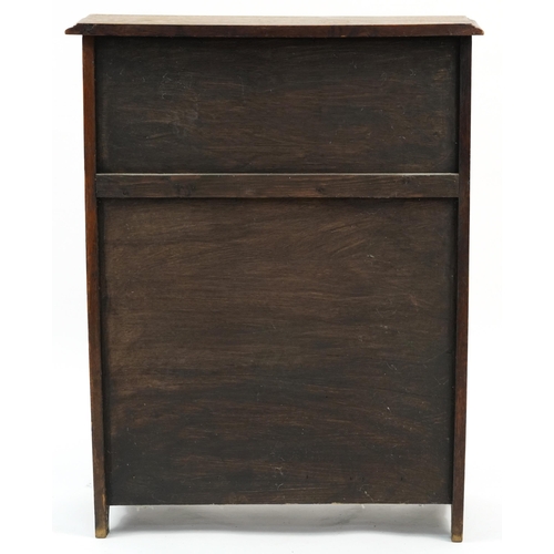 875 - Art Nouveau oak student's bureau with copper mounts, 100cm H x 76cm W x 30.5cm D