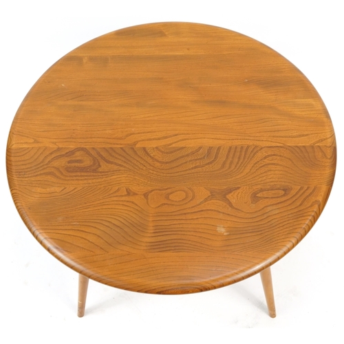 879 - Vintage Ercol light elm occasional table with circular top, 44cm high x 74.5cm in diameter