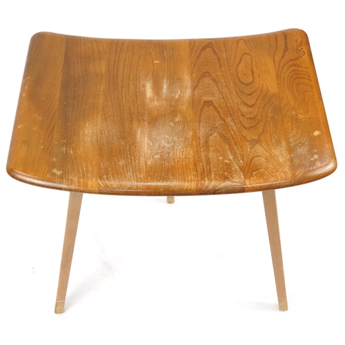 898 - Ercol light elm three legged side table, 71cm H x 68cm W x 48cm D