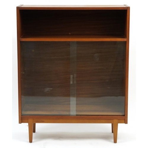 865 - Vintage Nathan teak side cabinet with sliding doors enclosing an adjustable shelf, 96cm H x 76cm W x... 