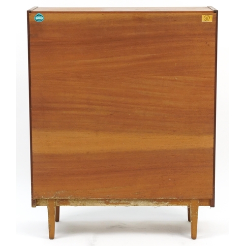 865 - Vintage Nathan teak side cabinet with sliding doors enclosing an adjustable shelf, 96cm H x 76cm W x... 