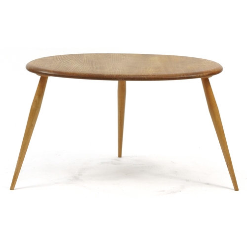 917 - Large Ercol light elm pebble occasional table, 40cm H x 65cm W x 44.5cm D