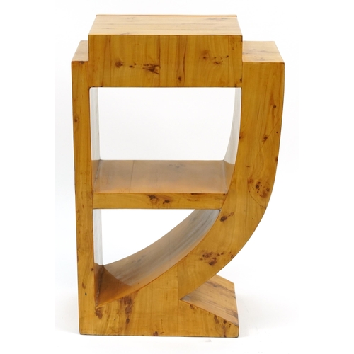 914 - Art Deco style bird's eye maple design side table with frieze drawer, 75cm H x 49cm W x 31.5cm D