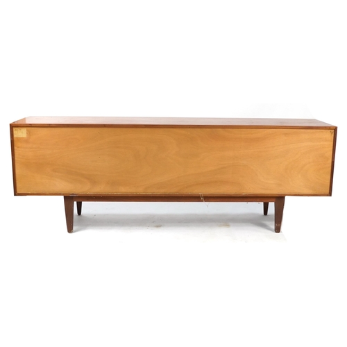 855 - Vintage Greaves & Thomas teak sideboard fitted with three cupboard doors and three drawers, 77cm H x... 