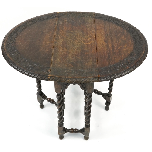 887 - Occasional furniture comprising an oak drop leaf table, yew wood occasional table, pair of Chinese c... 