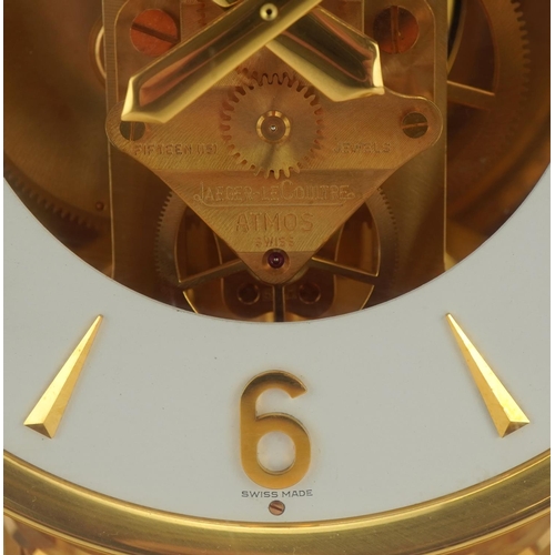 49 - Jaeger-LeCoultre Atmos clock with circular chapter ring having Arabic numerals, the clock numbered 5... 