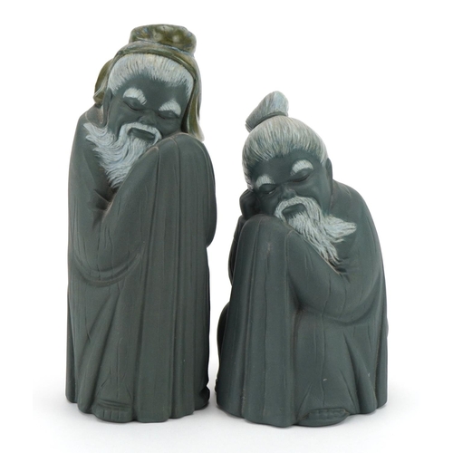 978 - Two Lladro porcelain matte glaze figures of Chinese elders, the largest 20cm high