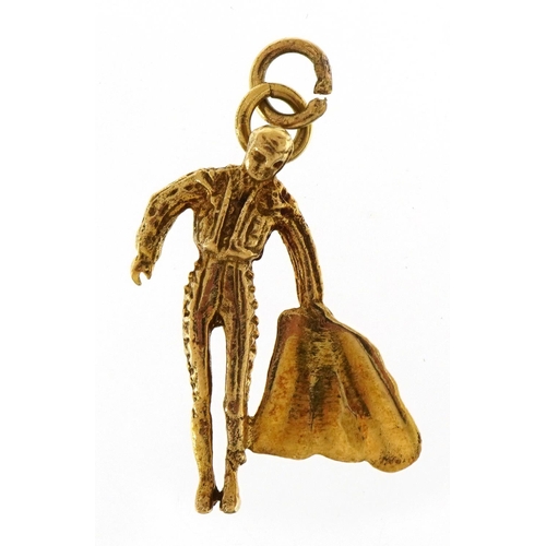 2092 - 9ct gold Spanish matador charm, 2.1cm high, 1.7g