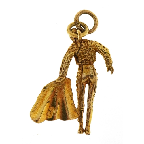 2092 - 9ct gold Spanish matador charm, 2.1cm high, 1.7g