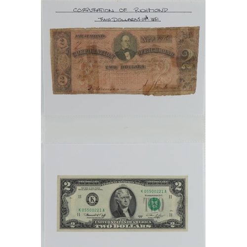 2533A - USA banknotes including mainly old, Confederate and some modern