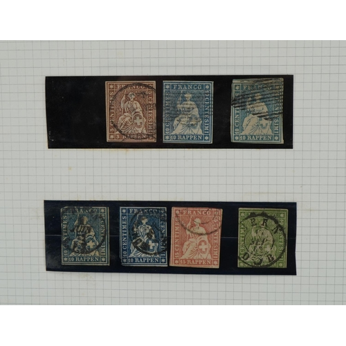 2586 - Early Swiss stamps on single page from 1854