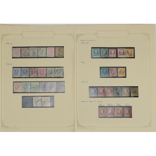 2587 - Early Dutch collection of stamps on two pages from 1852