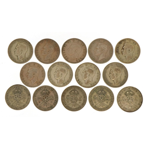 2517 - Fourteen George VI two shillings, 1938-1951, approximately 156g