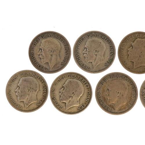 2518 - Nine George V shillings, approximately 49g