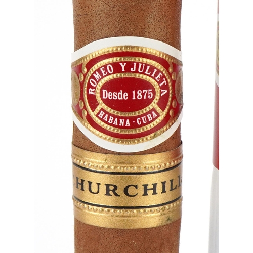 15 - Five Habana Romeo y Julieta Churchill cigars with metal cases