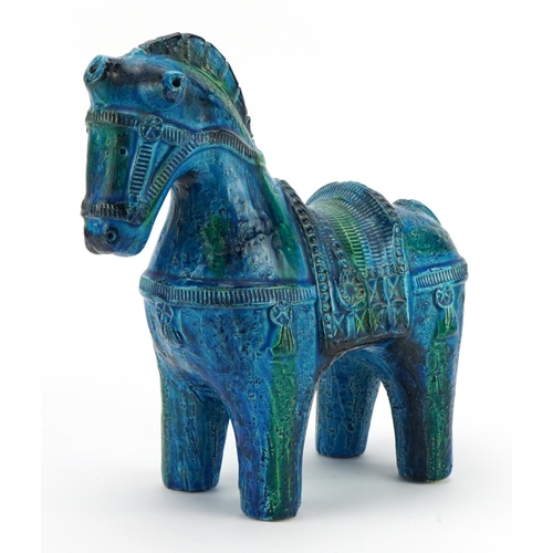 370 - Bitossi, large 1970s Italian pottery stylised horse, inscribed to the base, 25cm in length