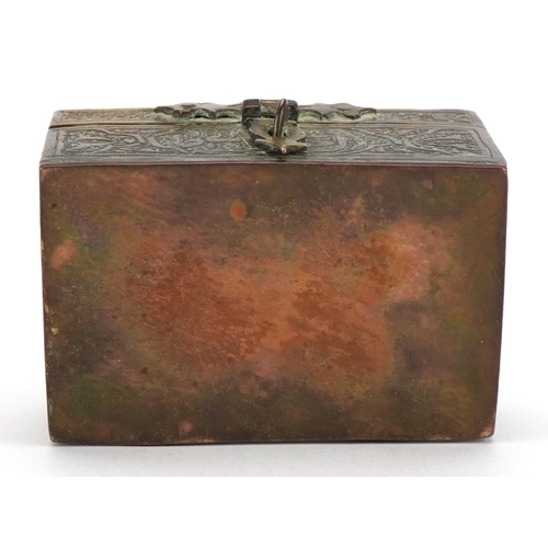 279 - Islamic brass miniature casket with calligraphy, 6cm wide