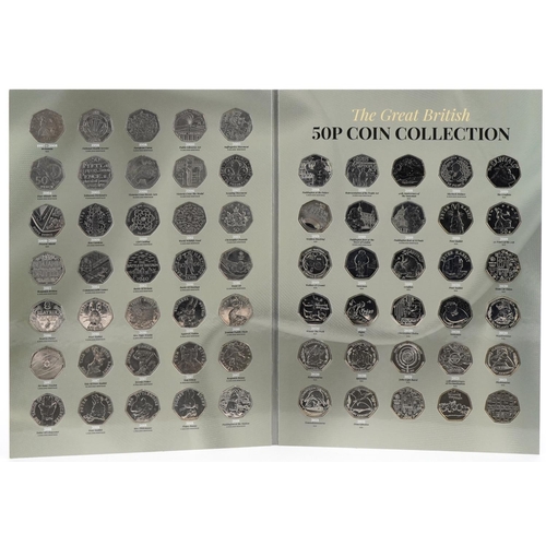 2544 - Elizabeth II Great British fifty pence coin collection housing sixty five fifty pence coins includin... 