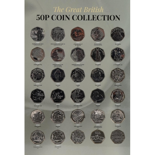 2544 - Elizabeth II Great British fifty pence coin collection housing sixty five fifty pence coins includin... 