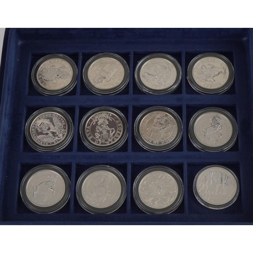 2540 - Seventeen Elizabeth II commemorative proof five pound coins, some possibly silver including The Comm... 