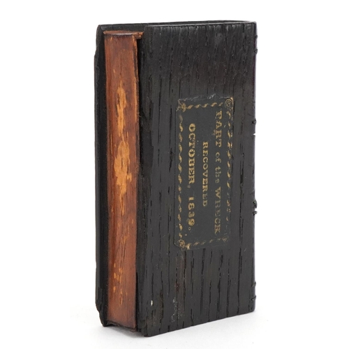 329 - 19th century Naval interest treen book made from part of the wreck of the Royal George sunk August 2... 