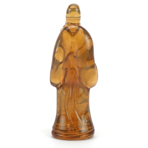 736 - Chinese glass/crystal figure of a standing emperor, 9cm high