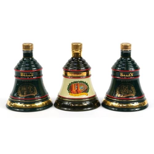 963 - Three Wade Bell's Scotch whiskey Christmas decanters with contents