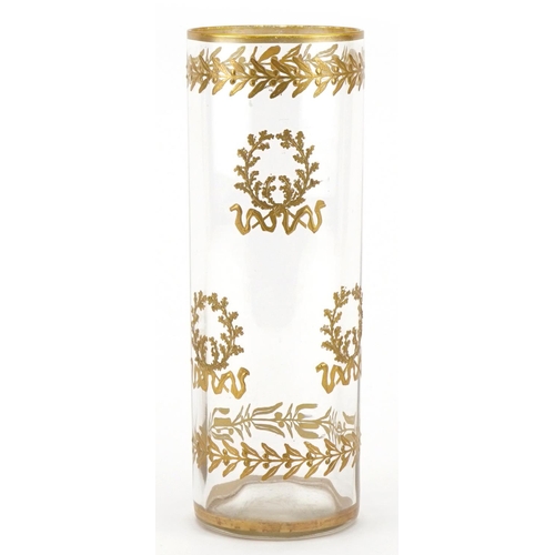 184 - Venetian facetted glass vase gilded with wreaths, 20cm high