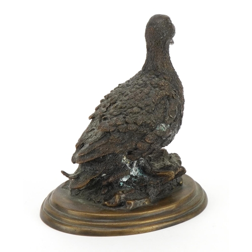 607 - After Pierre Jules Mene, patinated bronze study of a duck, 15.5cm high