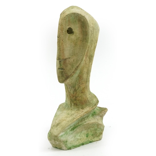 130 - Mid Century style stoneware bust in the manner of Pablo Picasso, 46cm high