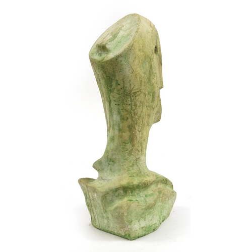 130 - Mid Century style stoneware bust in the manner of Pablo Picasso, 46cm high