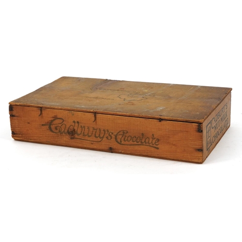 543 - Cadbury's Nut Milk Chocolate advertising pine box with lid, 8cm H x 38.5cm W x 21.5cm D