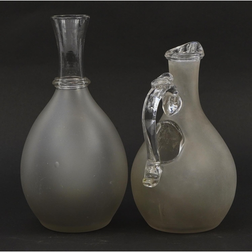 248 - Two Victorian frosted and clear glass carafes, one etched White Port 1861, the largest 27.5cm high