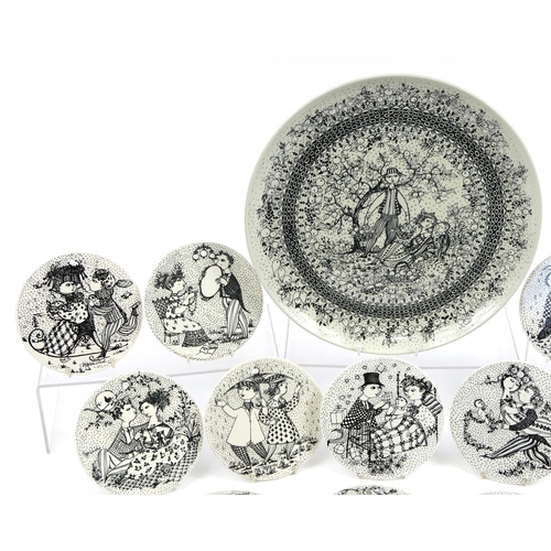 557 - Bjorn Wiinblad for Nymolle, Danish porcelain including an Autumn charger and twelve months of the ye... 