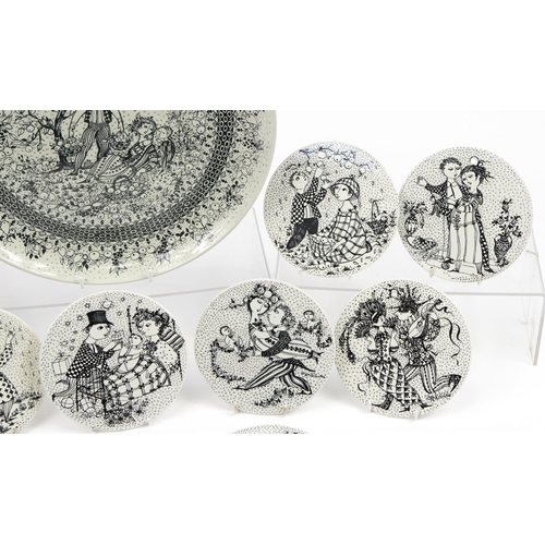 557 - Bjorn Wiinblad for Nymolle, Danish porcelain including an Autumn charger and twelve months of the ye... 