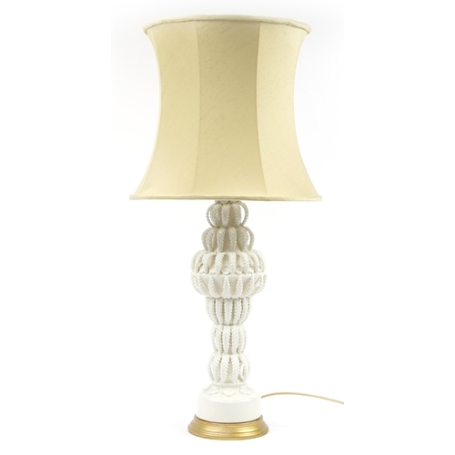 970 - Casa Pupo, Italian porcelain blanc de Chine table lamp with gilt brass mounts and silk lined shade, ... 