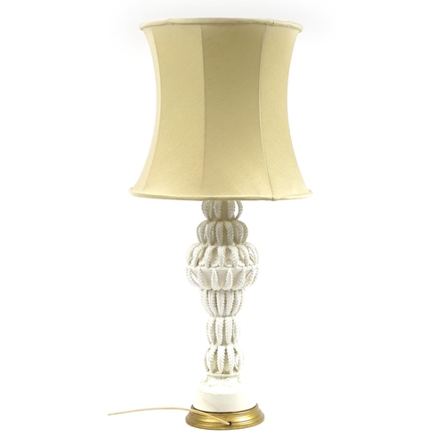 970 - Casa Pupo, Italian porcelain blanc de Chine table lamp with gilt brass mounts and silk lined shade, ... 