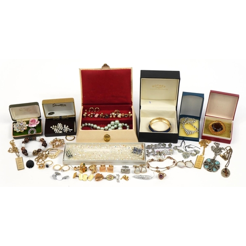 Vintage and later costume jewellery including a rolled gold love heart
