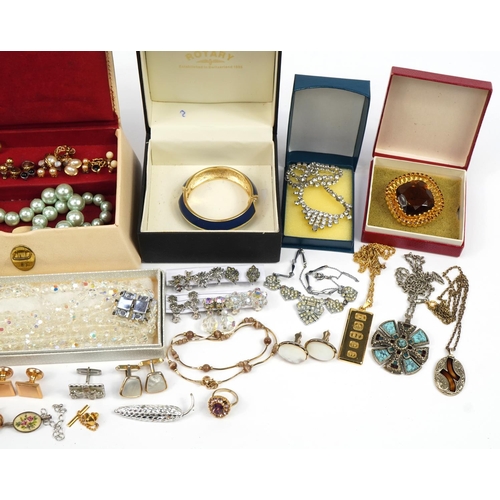 Vintage and later costume jewellery including a rolled gold love heart