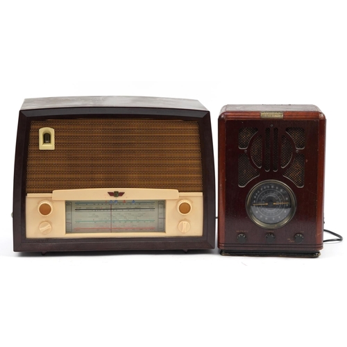 1189 - Vintage Radio Rentals Group Bakelite radio and a retro Thomas radio, the largest 45cm wide