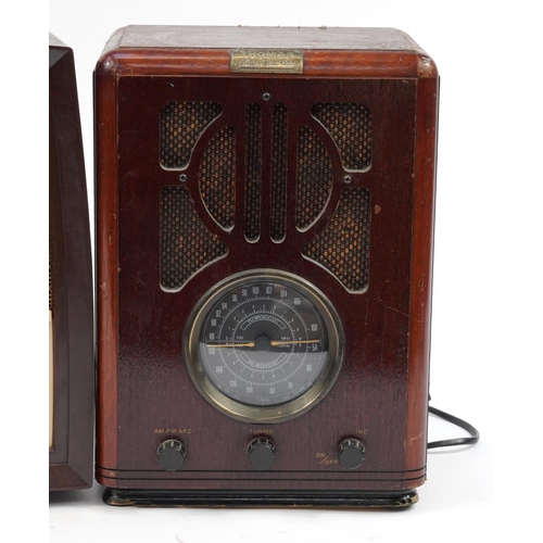 1189 - Vintage Radio Rentals Group Bakelite radio and a retro Thomas radio, the largest 45cm wide