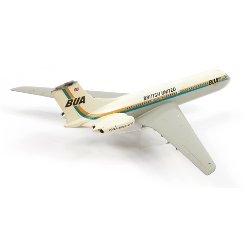 527 - British United Airways 1/72 scale model VC10 aeroplane by Space Models circa 1967, 61cm wide