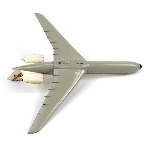 527 - British United Airways 1/72 scale model VC10 aeroplane by Space Models circa 1967, 61cm wide