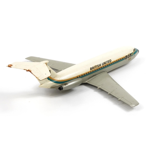 528 - British United Airways 1/72 scale model BAC 1-11 aeroplane by Space Models, 38cm in length