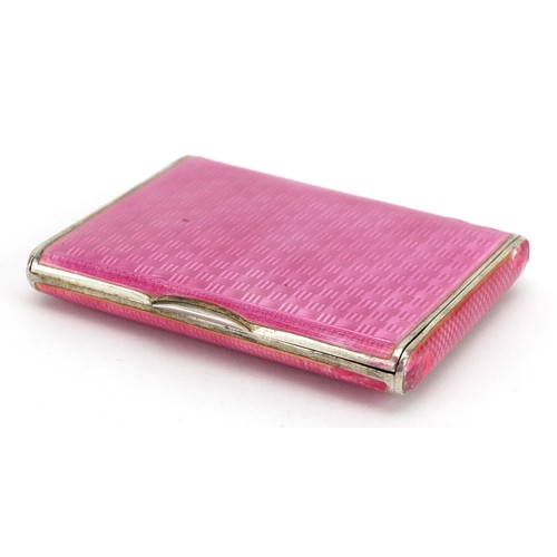 112 - Continental 935 silver gilt and pink guilloche enamel cigarette case, impressed marks to the interio... 