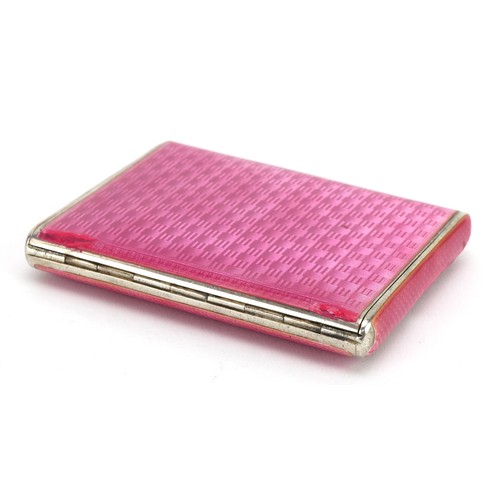 112 - Continental 935 silver gilt and pink guilloche enamel cigarette case, impressed marks to the interio... 