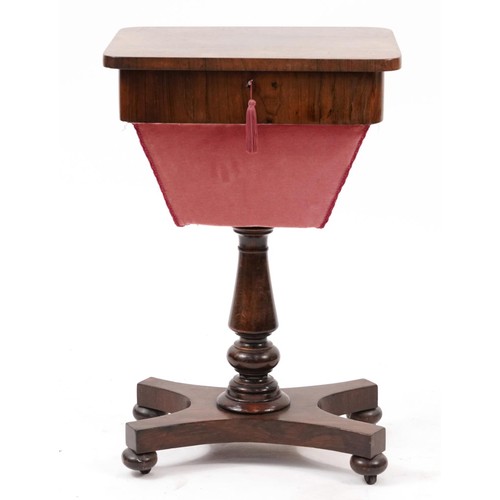 860 - Victorian rosewood sewing table, 70cm H x 46cm W x 37cm D