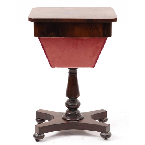 860 - Victorian rosewood sewing table, 70cm H x 46cm W x 37cm D