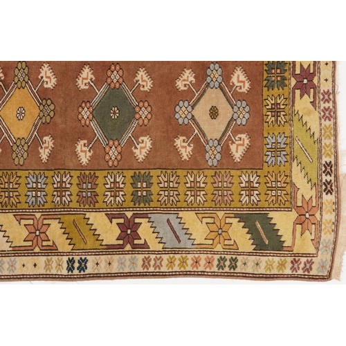 897 - Rectangular beige ground rug with all over geometric design, 200cm x 117